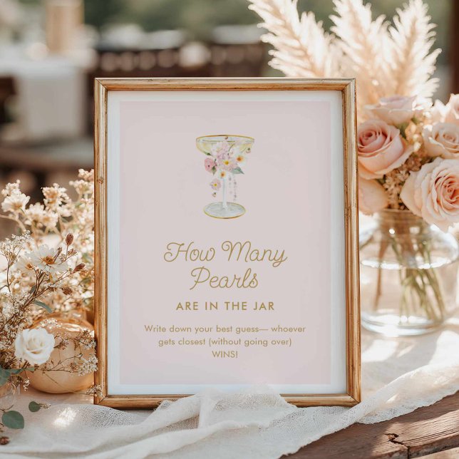 Poster Perles et poursuites Combien de perles jeu (How many pearls are in the jar paper poster)