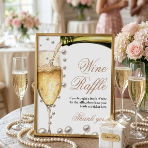 Poster Perles et Prosecco Barre de fleurs de douche nupti