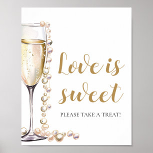 Poster Perles et Prosecco Champagne L'amour est doux sign