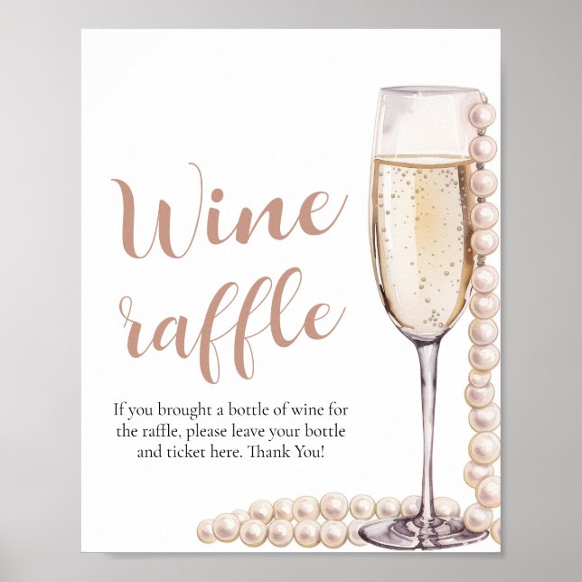 Poster Perles et Prosecco Fête des mariées Jeu de Raffle  (Devant)