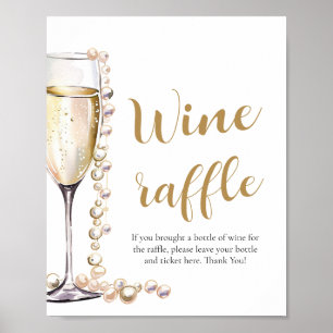 Poster Perles et Prosecco Fête des mariées Jeu de Raffle 