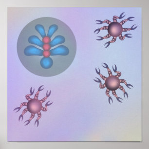 Poster Perles roses rondes entourant un orbe