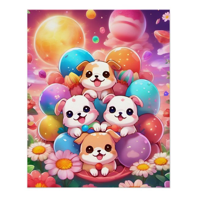 Poster perritos kawaii (Vorderseite)