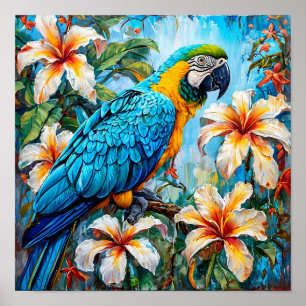 Poster Perroquet Cacatoès Élégant Art d'Oiseau Exotique