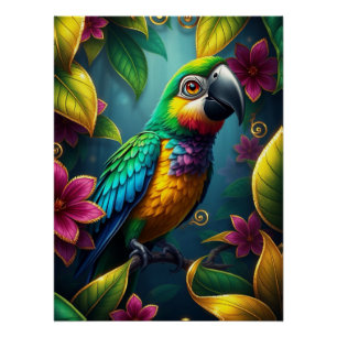 Poster Perroquet coloré Imaginaire