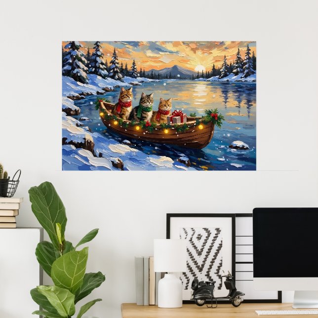 Poster Persian Cat Christmas Boat Holiday (Bureau à domicile)