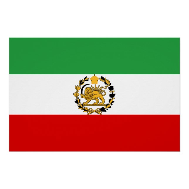 Poster Persian National Lion And Sun Flag Monarchy Crown (Devant)
