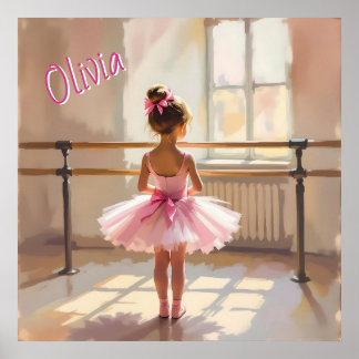 Poster Personalized Ballet themed Ballerina in Pink