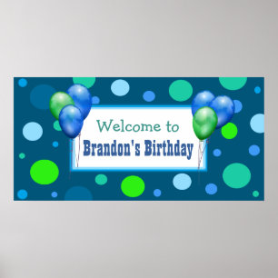 Poster Personalized Birthday Party Banner for Boy