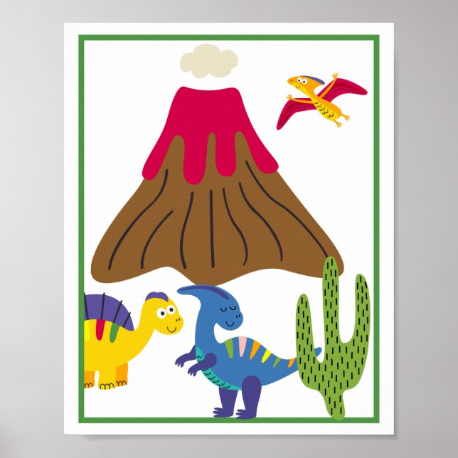 Poster Personalized Dinosaur Kids' Art Print Set (Devant)