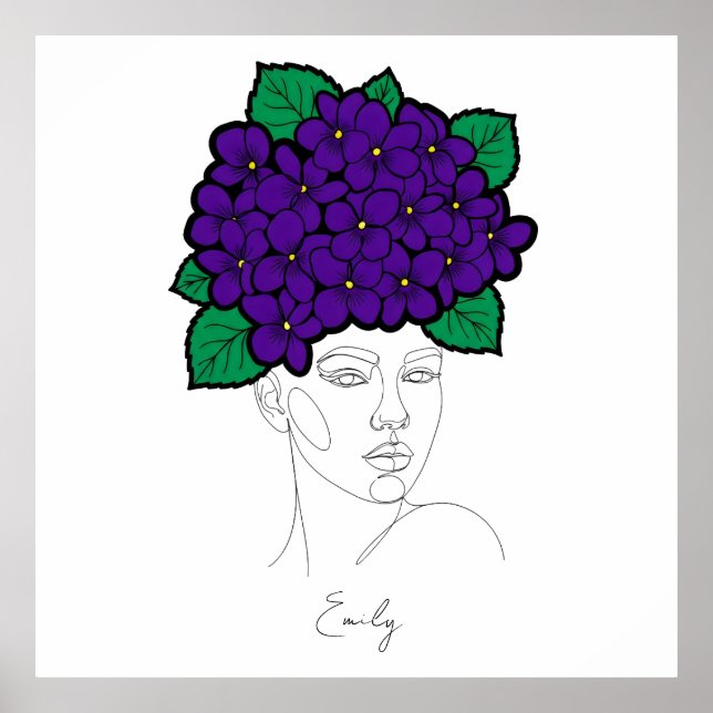 Poster Personalized February Birth Flower Crown Art (Devant)