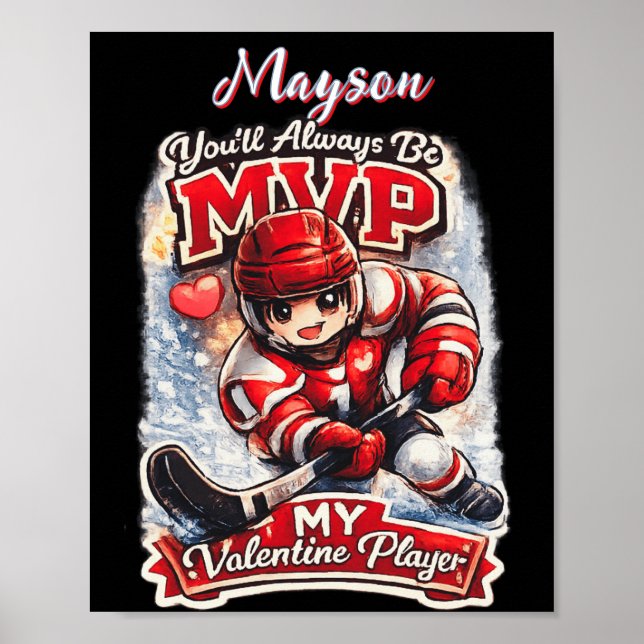 Poster Personalized Hockey MVP My Valentine Player (Devant)
