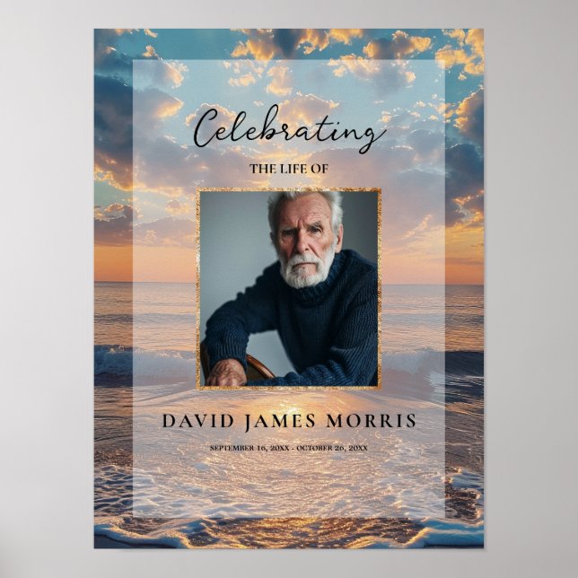 Poster Personalized Sunset Funeral Welcome Sign (Devant)