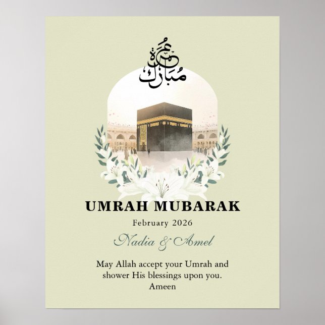 Poster Personalized Umrah Mubarak Gifts & Islamic Wall Ar (Devant)
