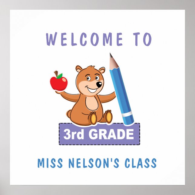 Poster Personalized Welcome to Troisième grade (Devant)