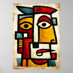 Poster Personnage Cubiste Primitif 1 Art Abstrait Gras