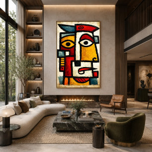 Poster Personnage Cubiste Primitif 1 Art Abstrait Gras