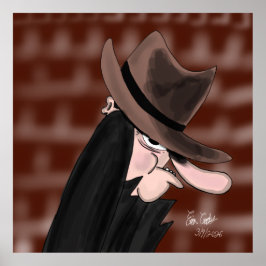 Poster Personnage de dessin animé de méchant sournois