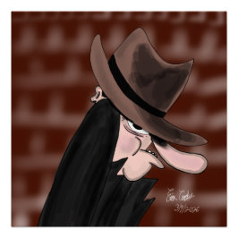 Poster Personnage de dessin animé méchant sournois