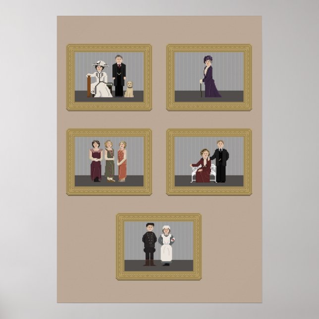 Poster Personnages de Downton Abbey Pixel Art (Devant)