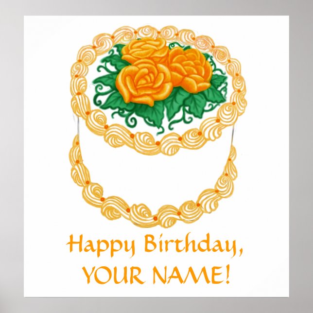 Poster Personnalisable Happy Birthday Cake Print (Devant)