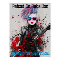 Personnalisable Punk Girl Guitarist Art Inspiratio