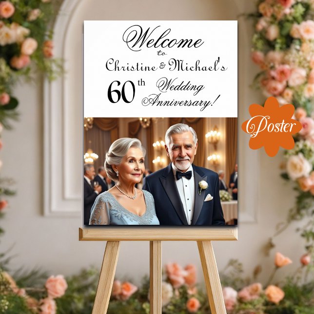 Poster Personnalisé 1 Photo 60e anniversaire du Mariage B (Créateur téléchargé)
