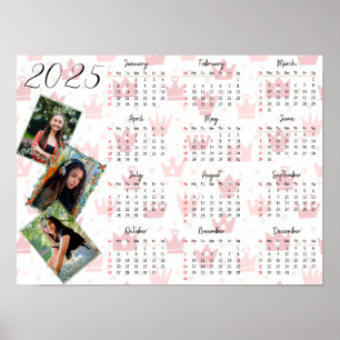 Poster Personnalisé 3 Photo Collage Famille 2025 Calendri