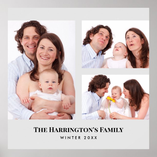 Poster Personnalisé 3 sections Photos de famille Collage  (Devant)