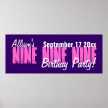 Personnalisé 9 ans Anniversaire bannière de fête