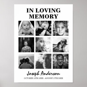 Poster Personnalisé 9 Photo Funérailles En Mémoire D'Amou