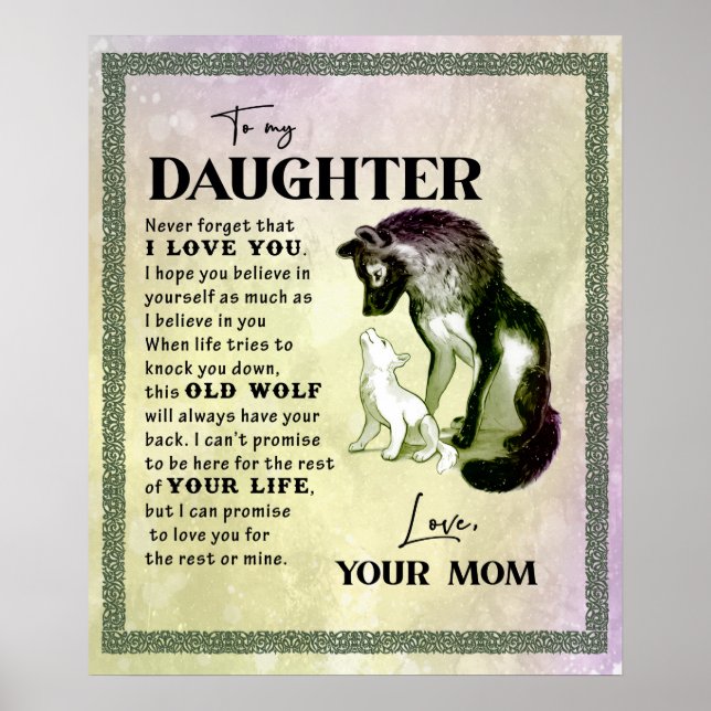 Poster Personnalisé À Ma Fille De Maman Blanket Wolf (Devant)