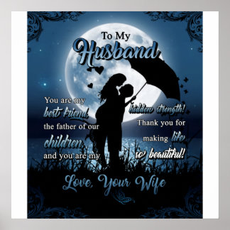 Poster Personnalisé À Mon Mari, Couple Sous Lune