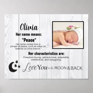 Poster Personnalisé Baby Girl Nom Photo Love You To Moon