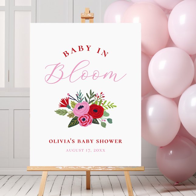 Poster Personnalisé - Bébé en Fleur Baby shower floral br (Créateur téléchargé)