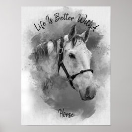 Poster personnalisé Black & White Horse Poète d'Ar