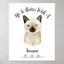 Poster personnalisé Chat Siamese Pet Wall Art