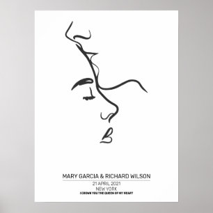  Poster personnalisé d'art en ligne de couple 
