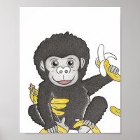 Poster personnalisé de bébé gorille animal pépiniè
