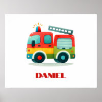 Poster personnalisé de camion de pompiers pour gar