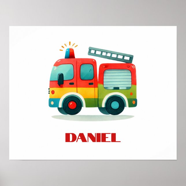 Poster personnalisé de camion de pompiers pour gar (Devant)