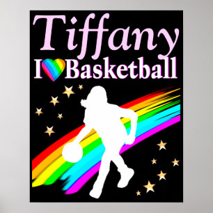POSTER PERSONNALISÉ DE JOUEUR DE FILLES DE BASKETB