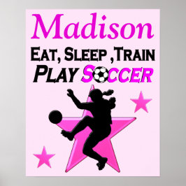 POSTER PERSONNALISÉ DE JOUEUR DE SOCCER ROSE
