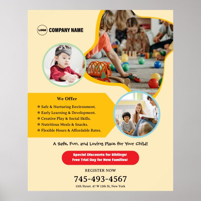 Poster personnalisé de la garderie pour enfants (Devant)