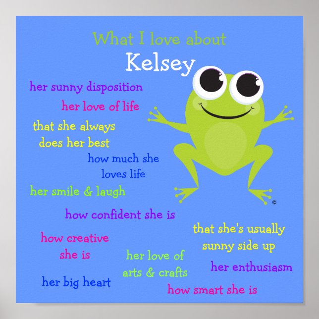 Poster personnalisé de la Grenouille mignonne pour (Devant)