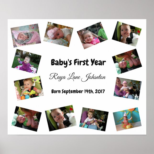 Poster personnalisé de la première année du bébé (Devant)