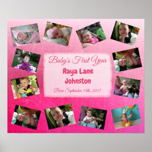 Poster personnalisé de la première année du bébé