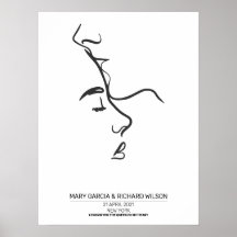 Poster personnalisé de l'art en ligne de couple