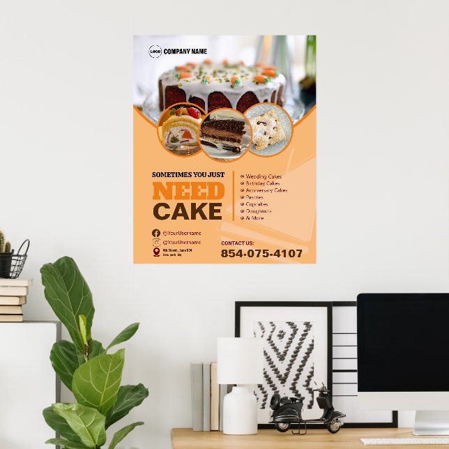 Poster personnalisé des services de boulangerie (Bureau à domicile)