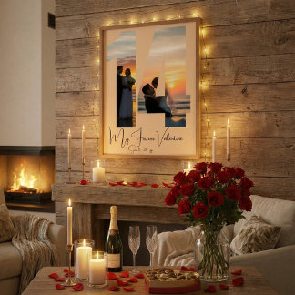 Poster Personnalisé deux photos & date anniversaire Saint